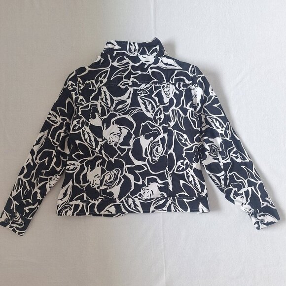 💙 Coldwater Creek Artsy 100% Cotton Jacket Size L Preppy Contemporary - Picture 7 of 8